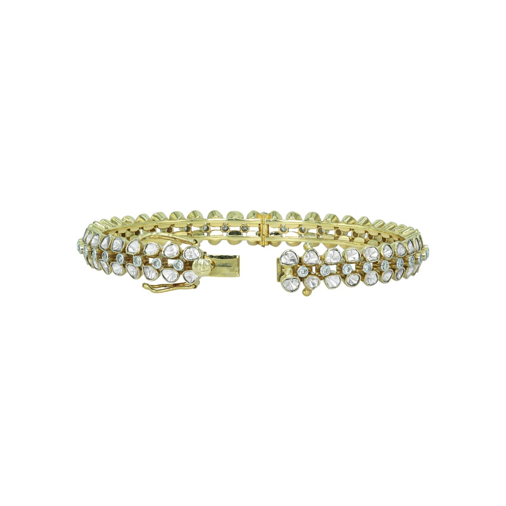 Bangle with Double Rows of Polkis in Opensetting Design
